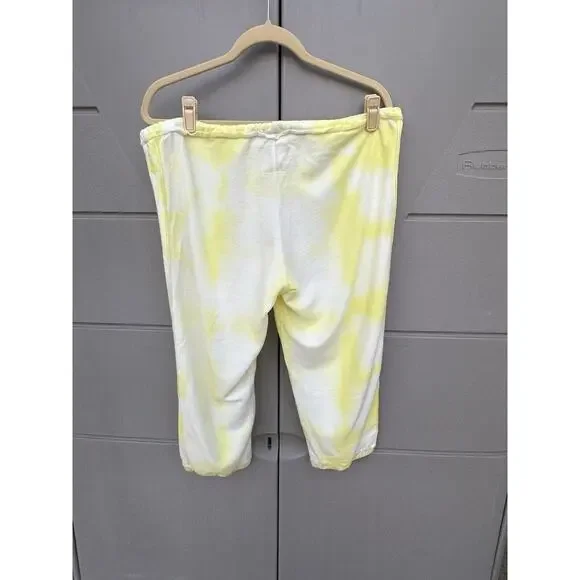 Chaser Yellow Tie Dye Drawstring Lounge Cropped Jogger Sweatpants Size Med NWT - Picture 10 of 11